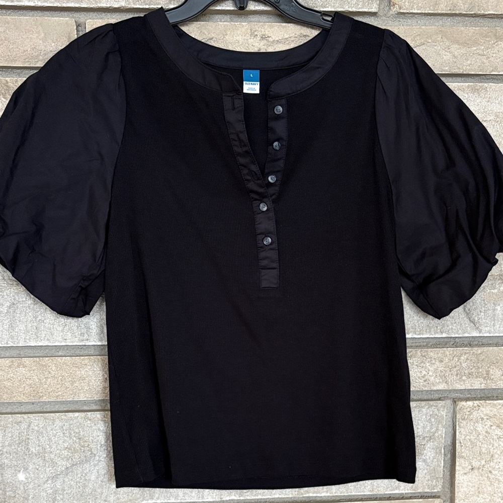 Old Navy Black Puff Sleeve Top